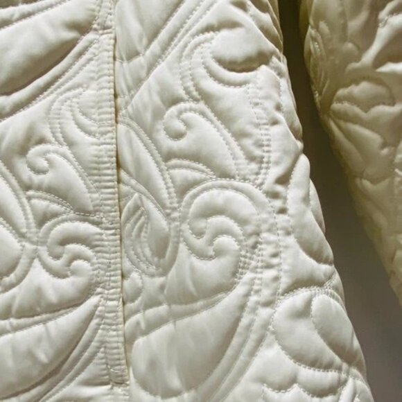 Coldwater Creek Jacket Women's 1X Cream Paisley Faux Fur Exclusive Deco Coat EUC - Picture 8 of 15